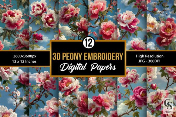 3D Pink Peony Embroidery Flower Patterns Review