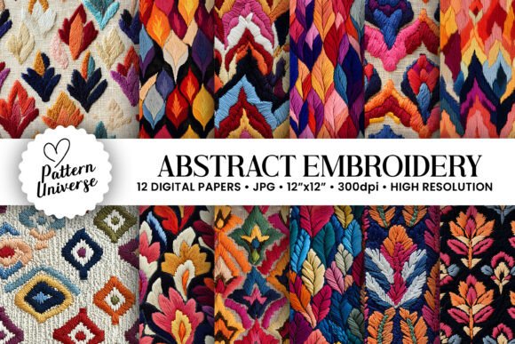 Abstract Floral Embroidery Digital Paper Review