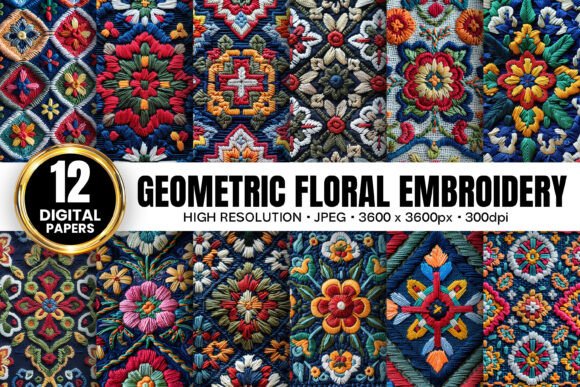 Geometric Flowers Embroidery Patterns Review