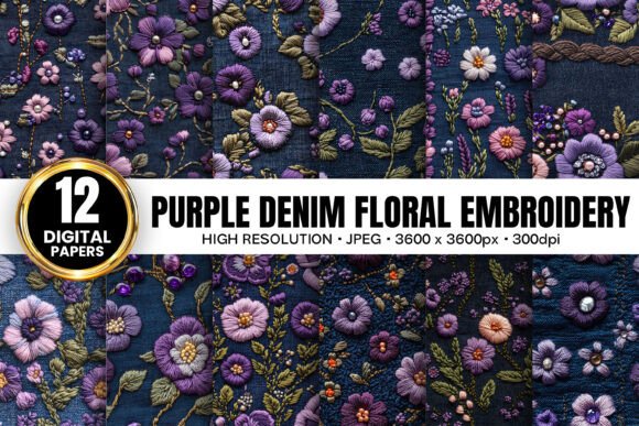 Purple Floral Denim Embroidery Patterns Review